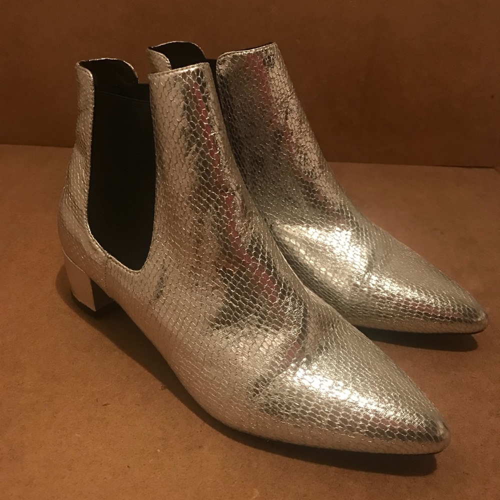 Topshop Silver Faux Snakeskin Boots sz 40
